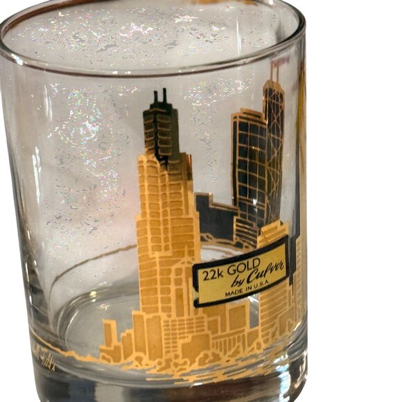 4 VTG MCM 22K Gold Marshall Fields by Culver Skyline Barware Cocktail Glasses - Picture 5 of 8